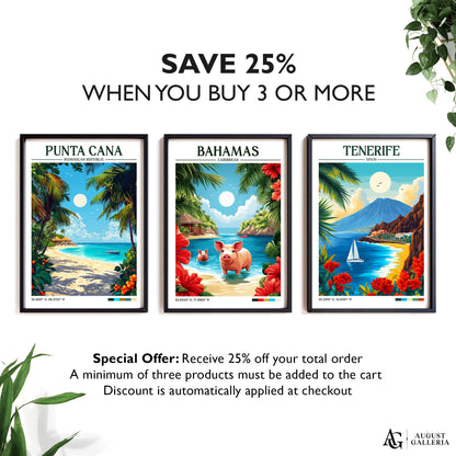 Bahamas Caribbean Retro Travel Print