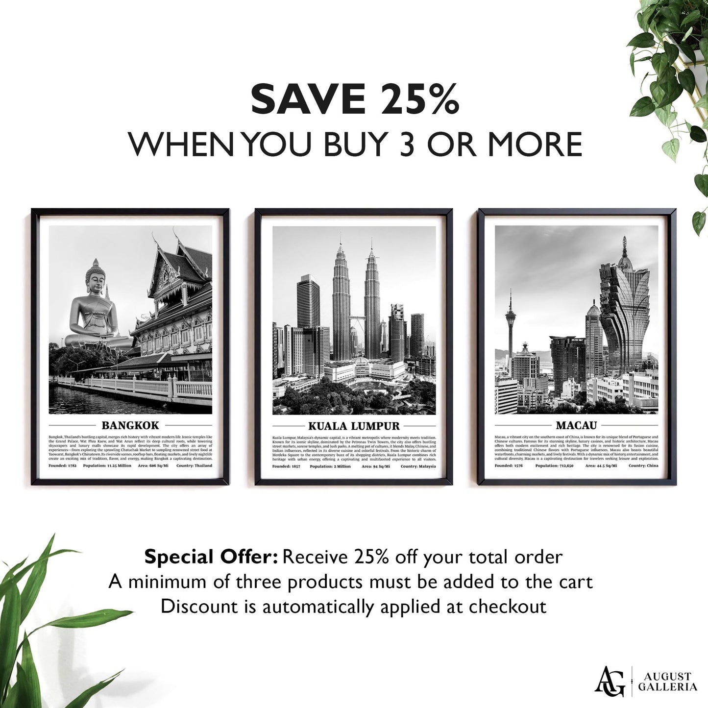 Kuala Lumpur Black & White City Print