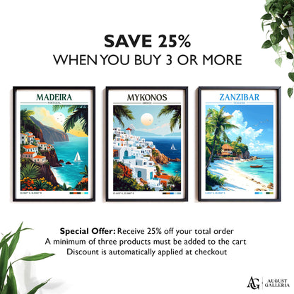 Mykonos Greece Retro Travel Print