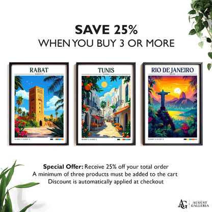 Tunis Retro Travel Print