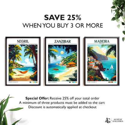 Zanzibar Retro Travel Print