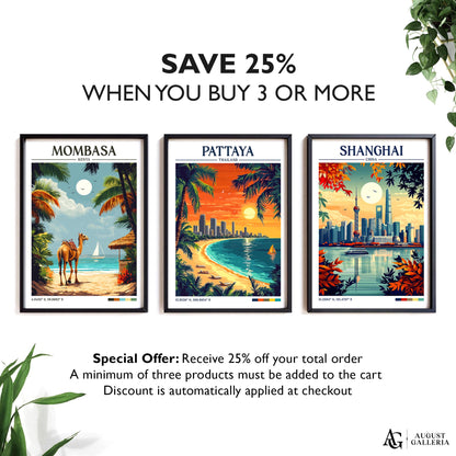 Pattaya Thailand Retro Travel Print