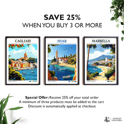 Hvar Croatia Retro Travel Print