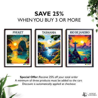 Tasmania Retro Travel Print
