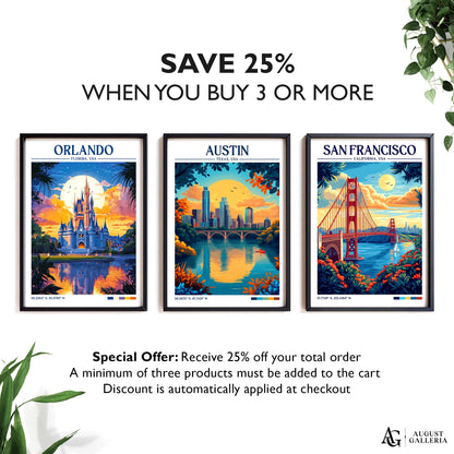 Austin Texas Retro Travel Print