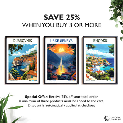 Lake Geneva Retro Travel Print