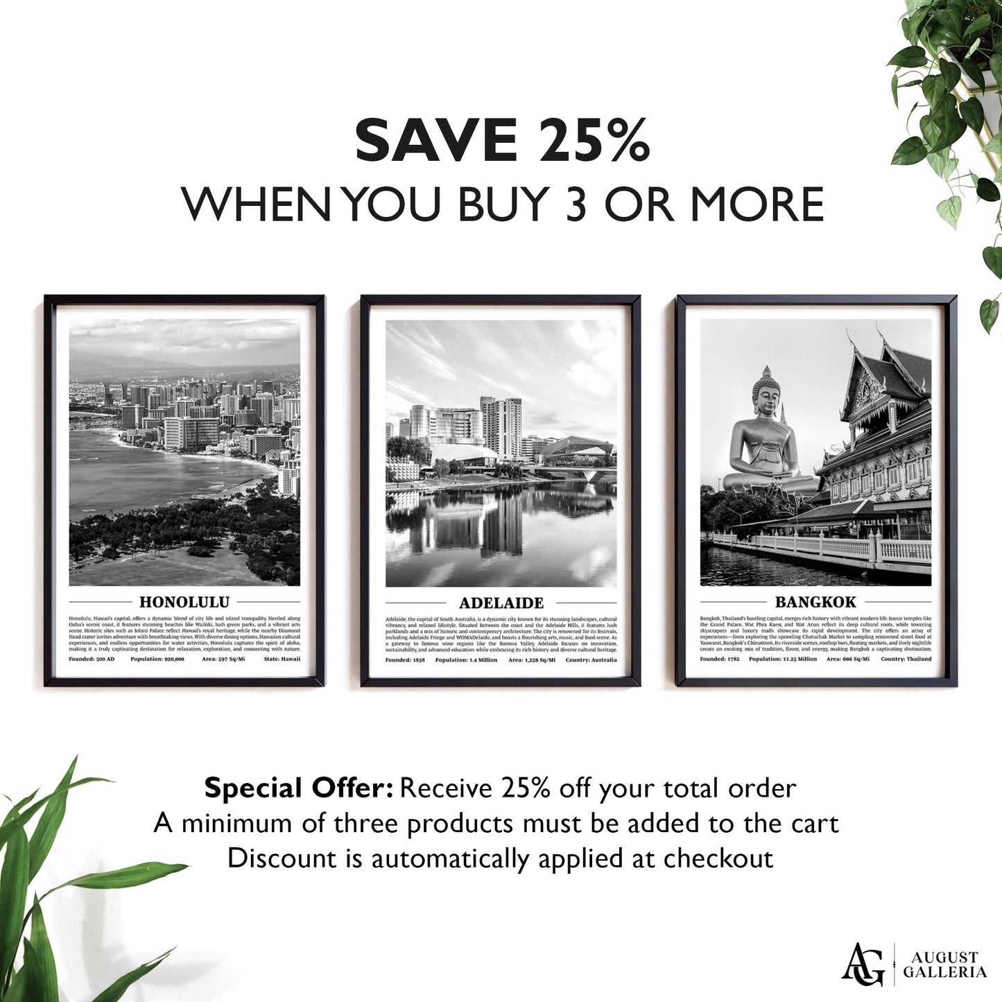 Adelaide Black & White City Print