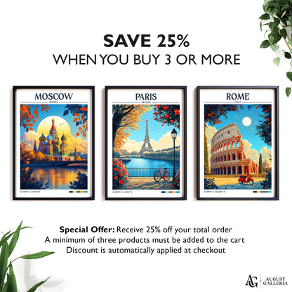 Paris France Retro Travel Print