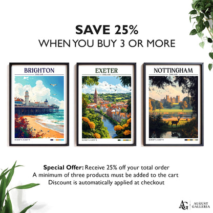 Exeter England Retro Travel Print