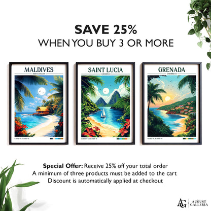 Saint Lucia Retro Travel Print