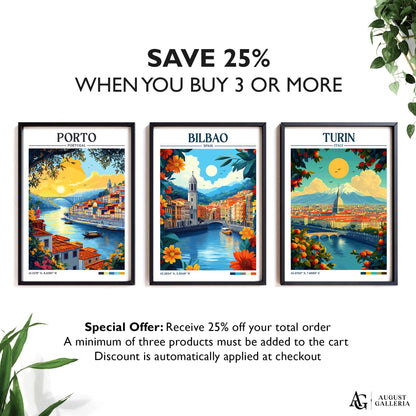 Bilbao Spain Retro Travel Print