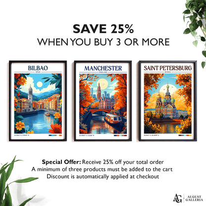 Manchester England Retro Travel Print