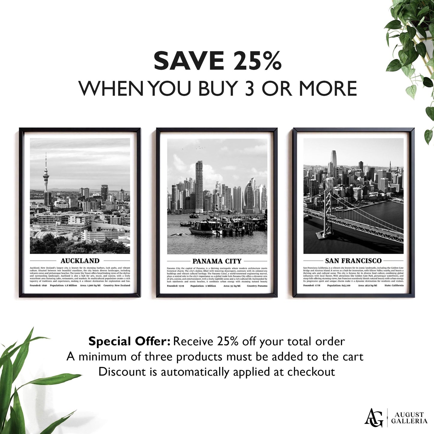 Panama City Black & White City Print