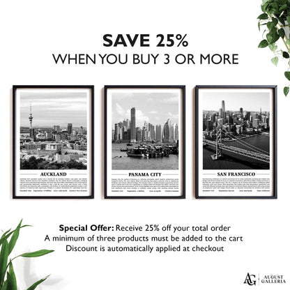 Panama City Black & White City Print