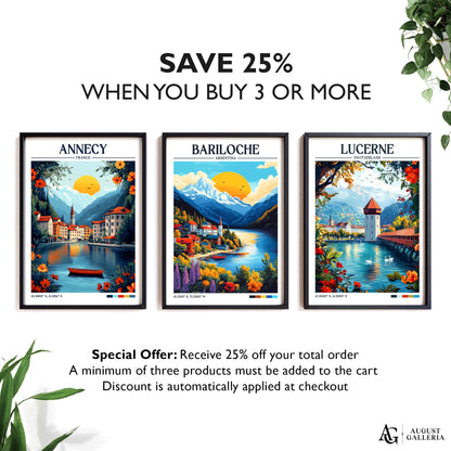 Bariloche Argentina Retro Travel Print