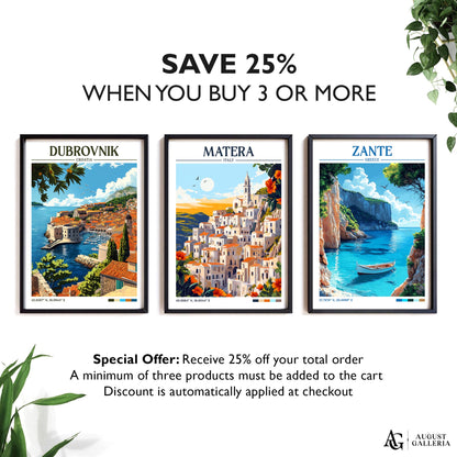Matera Italy Retro Travel Print