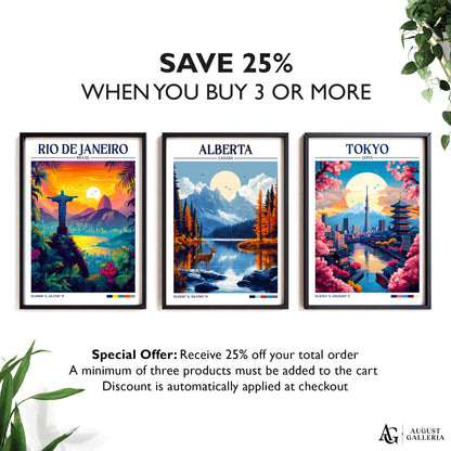 Alberta Canada Retro Travel Print