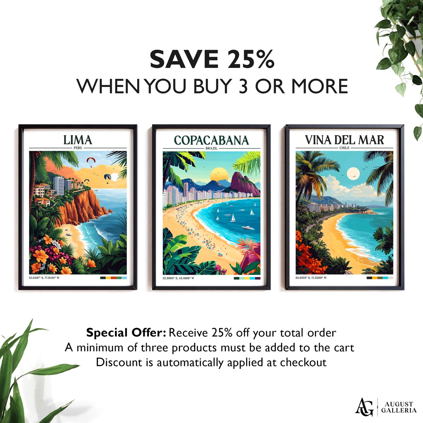 Copacabana Brazil Retro Travel Print