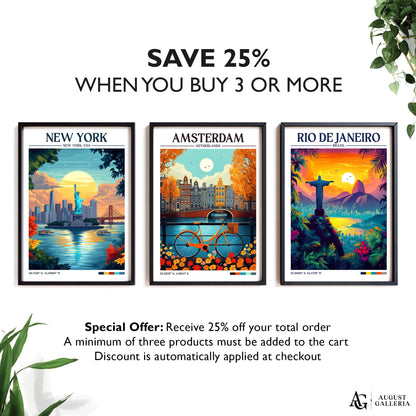 Amsterdam Netherlands Retro Travel Print