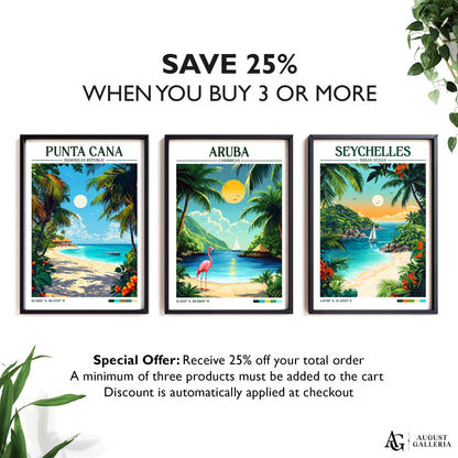 Aruba Caribbean Retro Travel Print