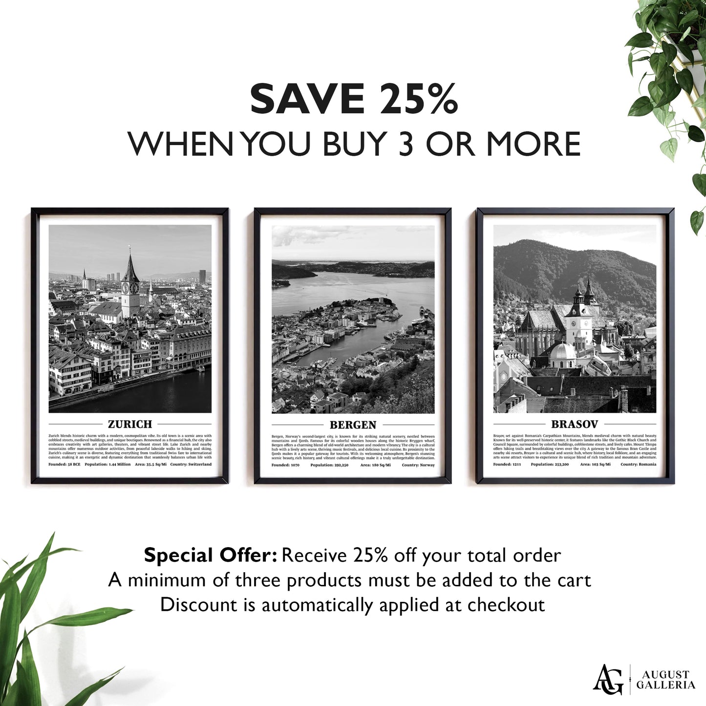 Bergen Black & White City Print