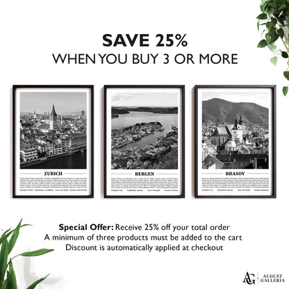 Bergen Black & White City Print