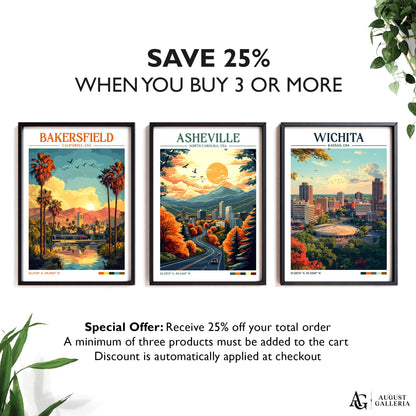 Asheville North Carolina Retro Travel Print