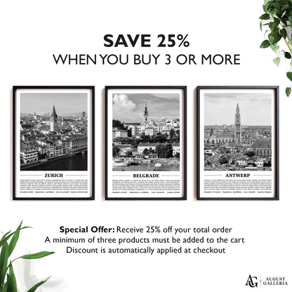 Belgrade Black & White City Print