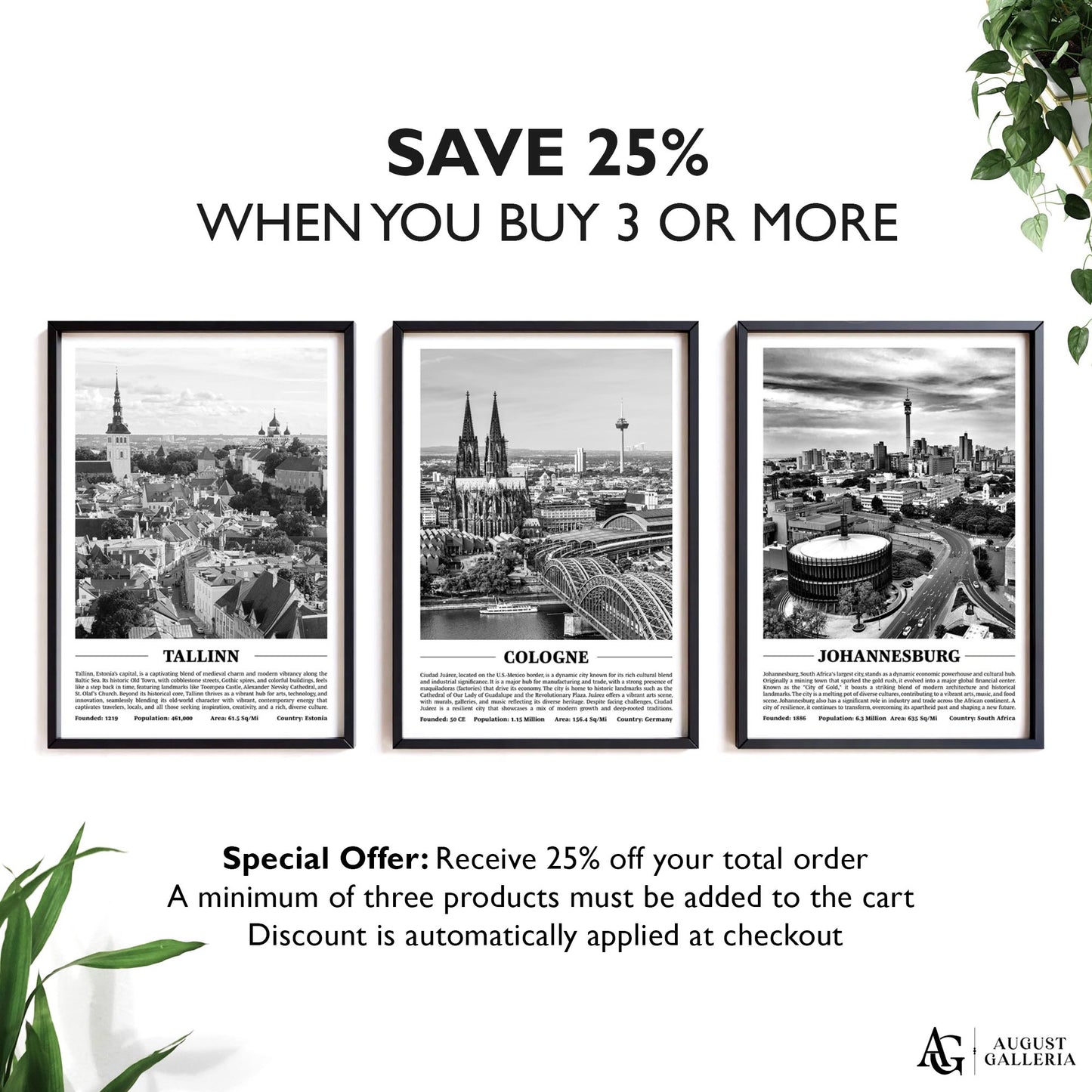 Cologne Black & White City Print