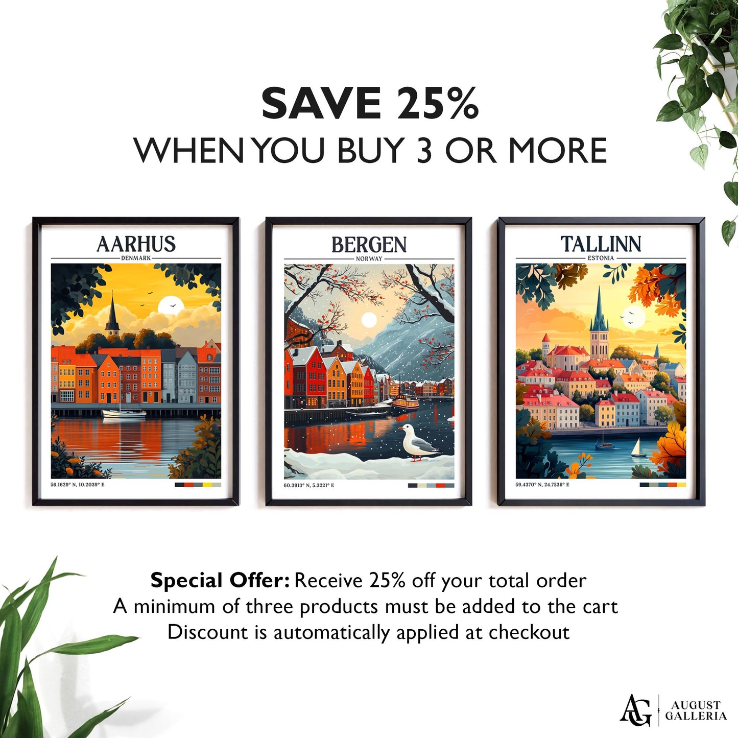 Bergen Norway Retro Travel Print