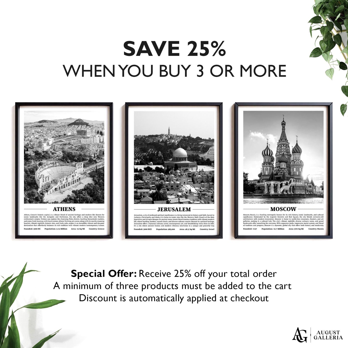 Jerusalem Black & White City Print