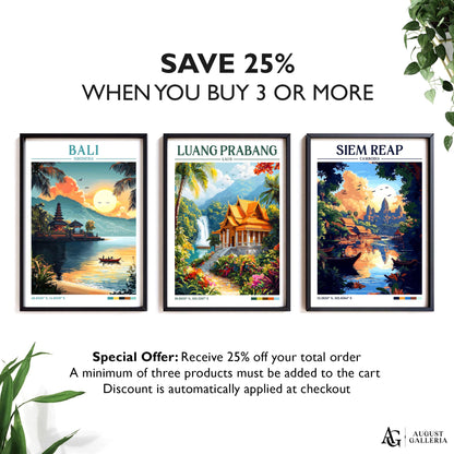 Luang Prabang Retro Travel Print