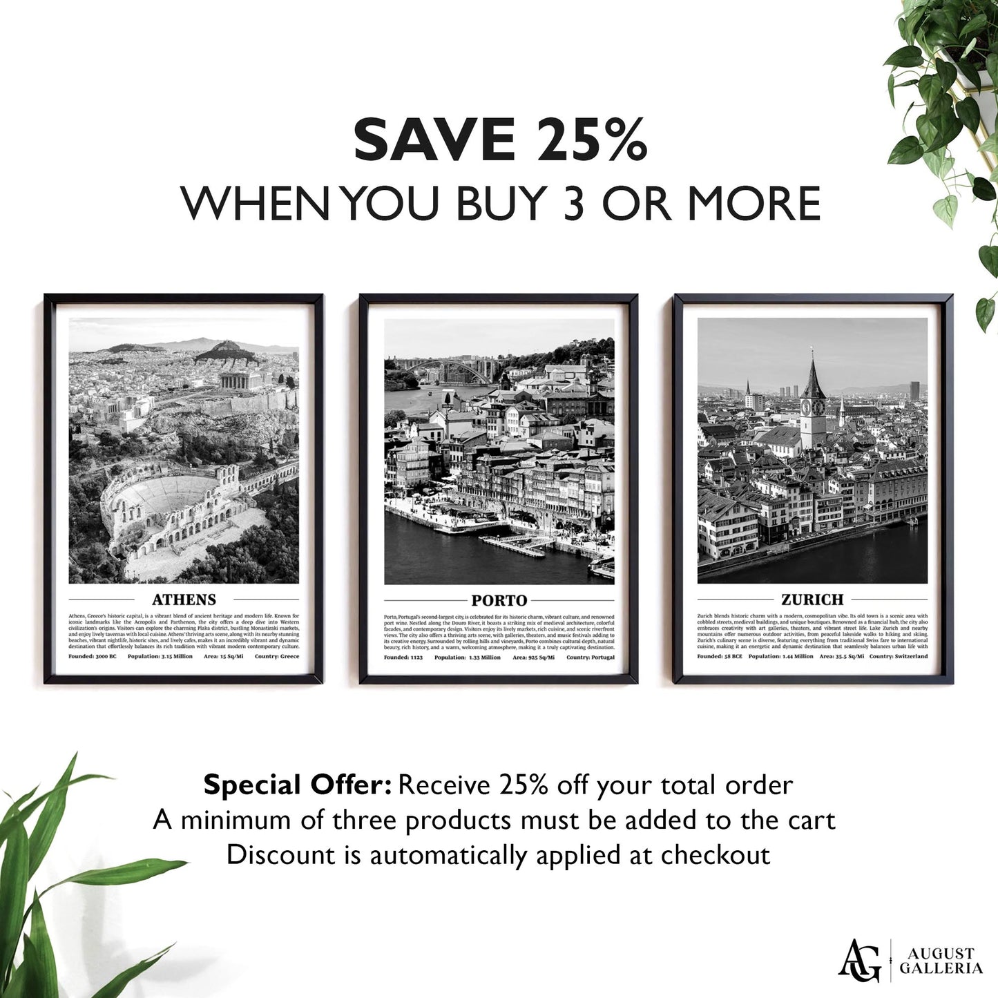 Porto Black & White City Print