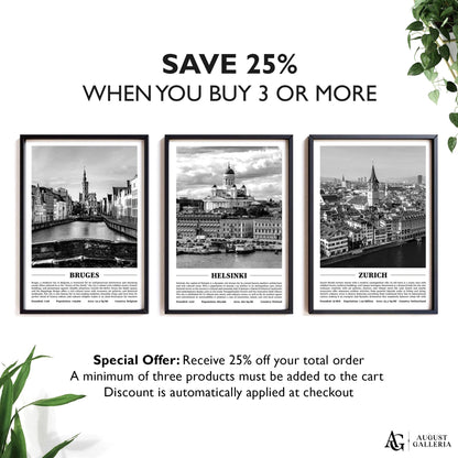 Helsinki Black & White City Print