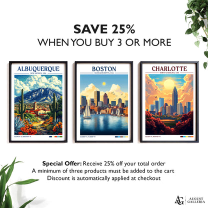 Boston Massachusetts Retro Travel Print