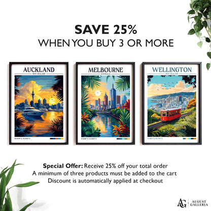 Melbourne Australia Retro Travel Print