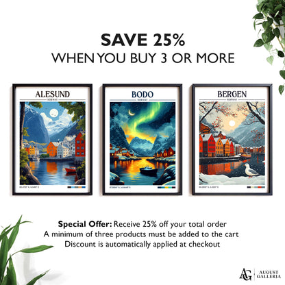 Bodo Norway Retro Travel Print