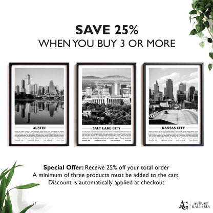 Salt Lake City Black & White City Print