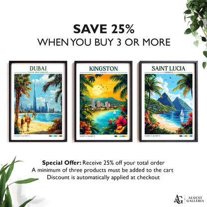 Kingston Jamaica Retro Travel Print