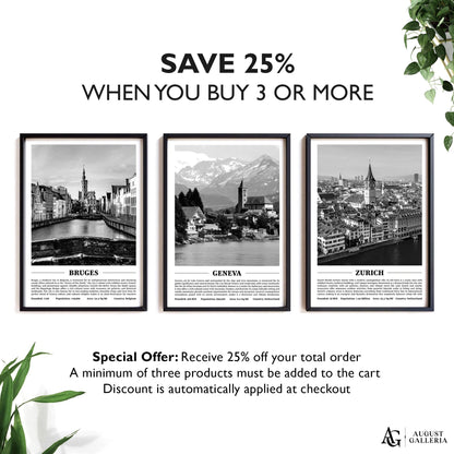 Geneva Black & White City Print