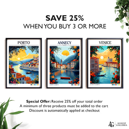 Annecy France Retro Travel Print