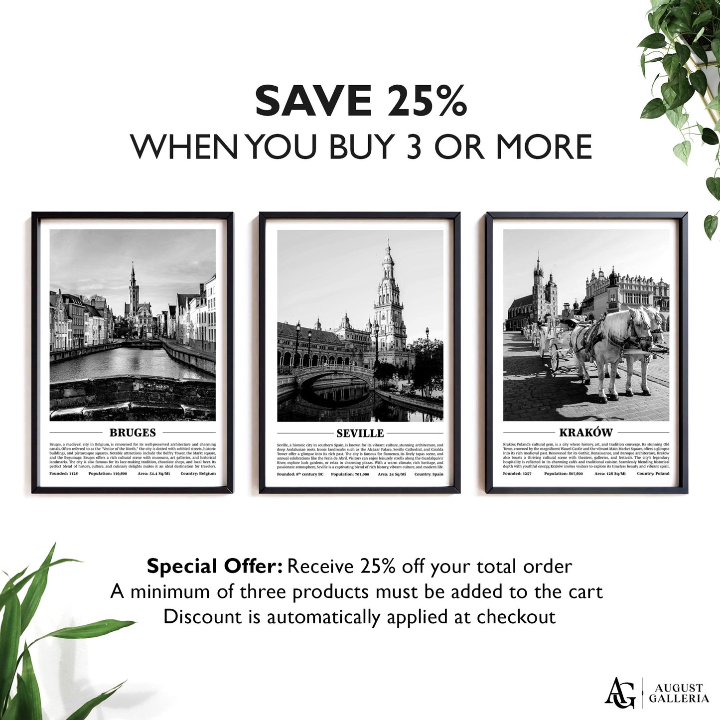 Seville Black & White City Print