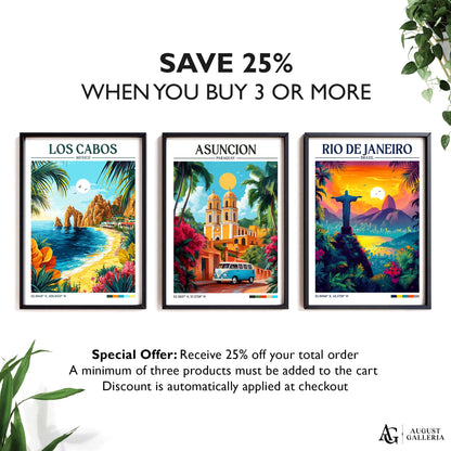 Asunción Paraguay Retro Travel Print