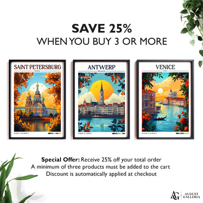 Antwerp Belgium Retro Travel Print