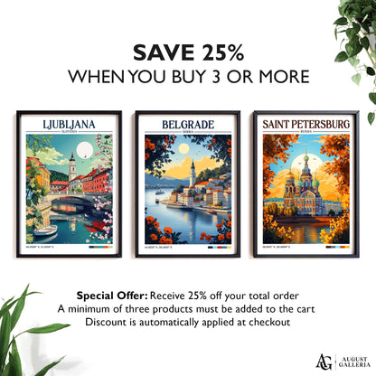 Belgrade Serbia Retro Travel Print