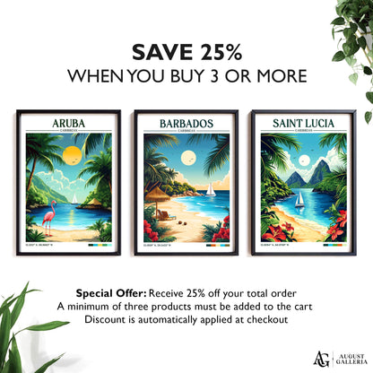 Barbados Caribbean Retro Travel Print