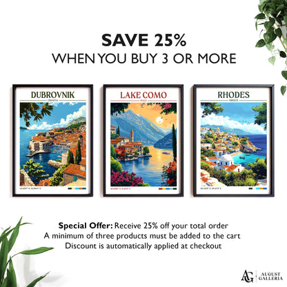 Lake Como Retro Travel Print