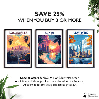 Miami Florida Retro Travel Print