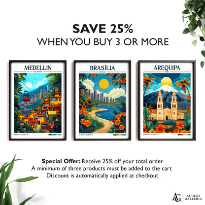 Brasília Brazil Retro Travel Print