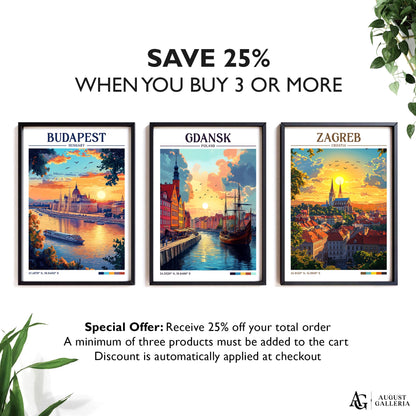Gdańsk Poland Retro Travel Print